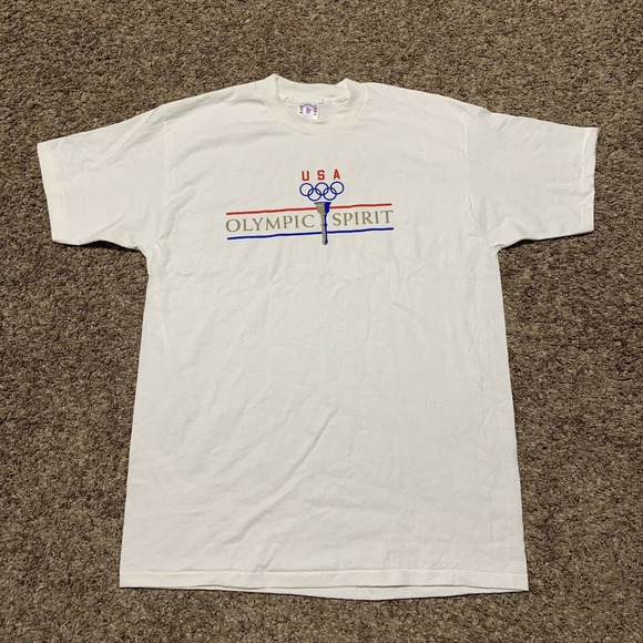 Vtg USA Olympic T-Shirt White XXL Rare Single Stitch - Picture 1 of 4